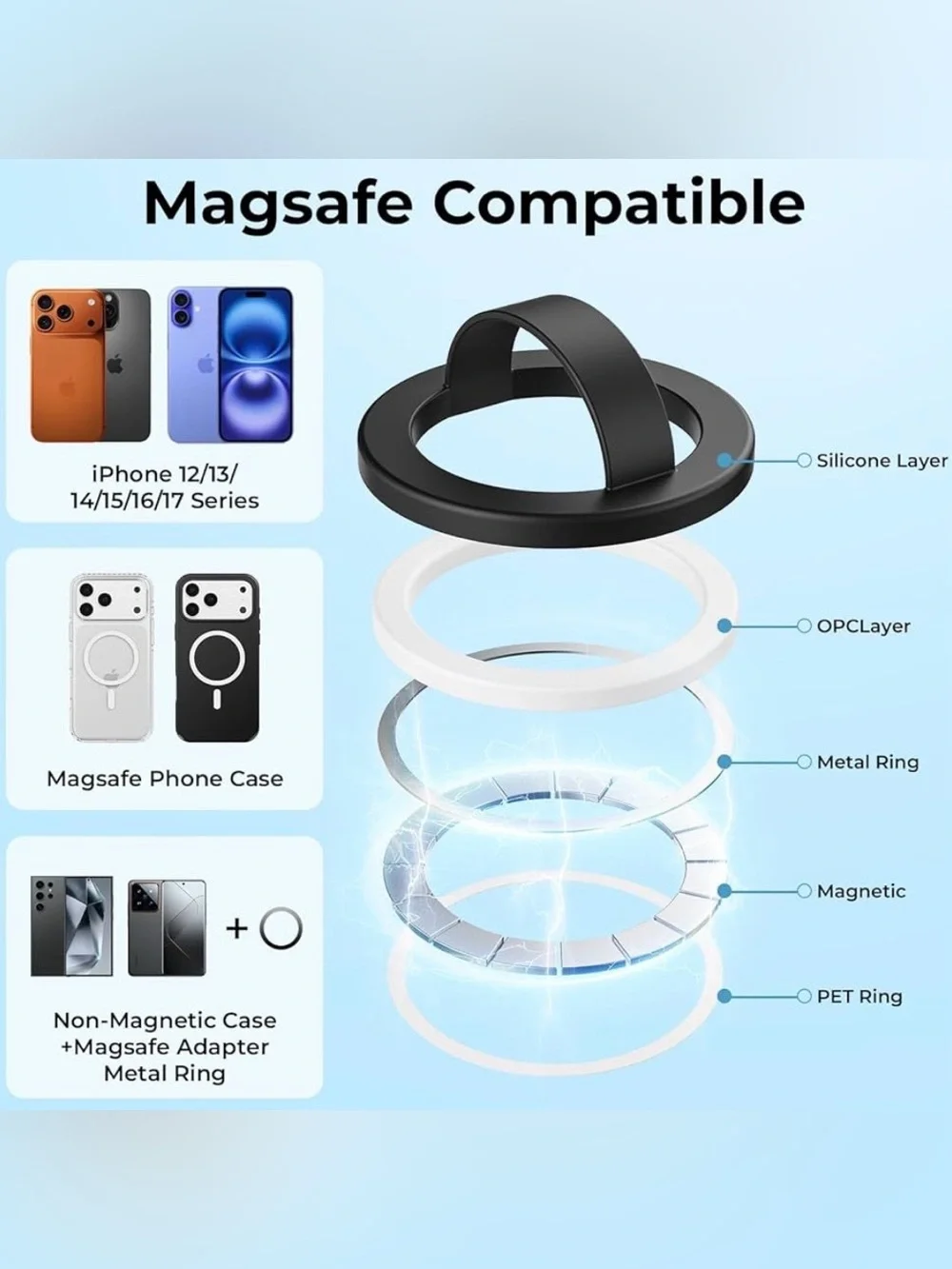 💞 New White Silicone Magnetic Ring Cell Phone Grip
